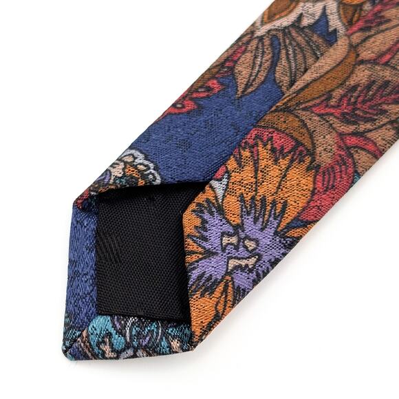 Vintage London Fog Mens Tie Paisley Floral Jewel Tones Ornate 1980s Made in USA - Picture 7 of 9